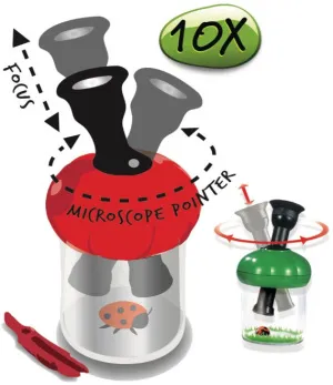 Банка для насекомых Navir «Обзор 360» с микроскопом 10x и пинцетом, прозрачная, изображение 2